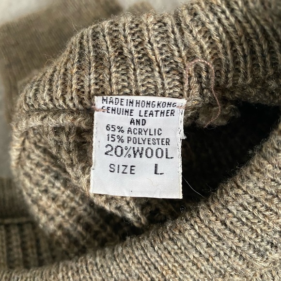 Vintage leather/wool oversized sweater- unisex - Picture 7 of 7